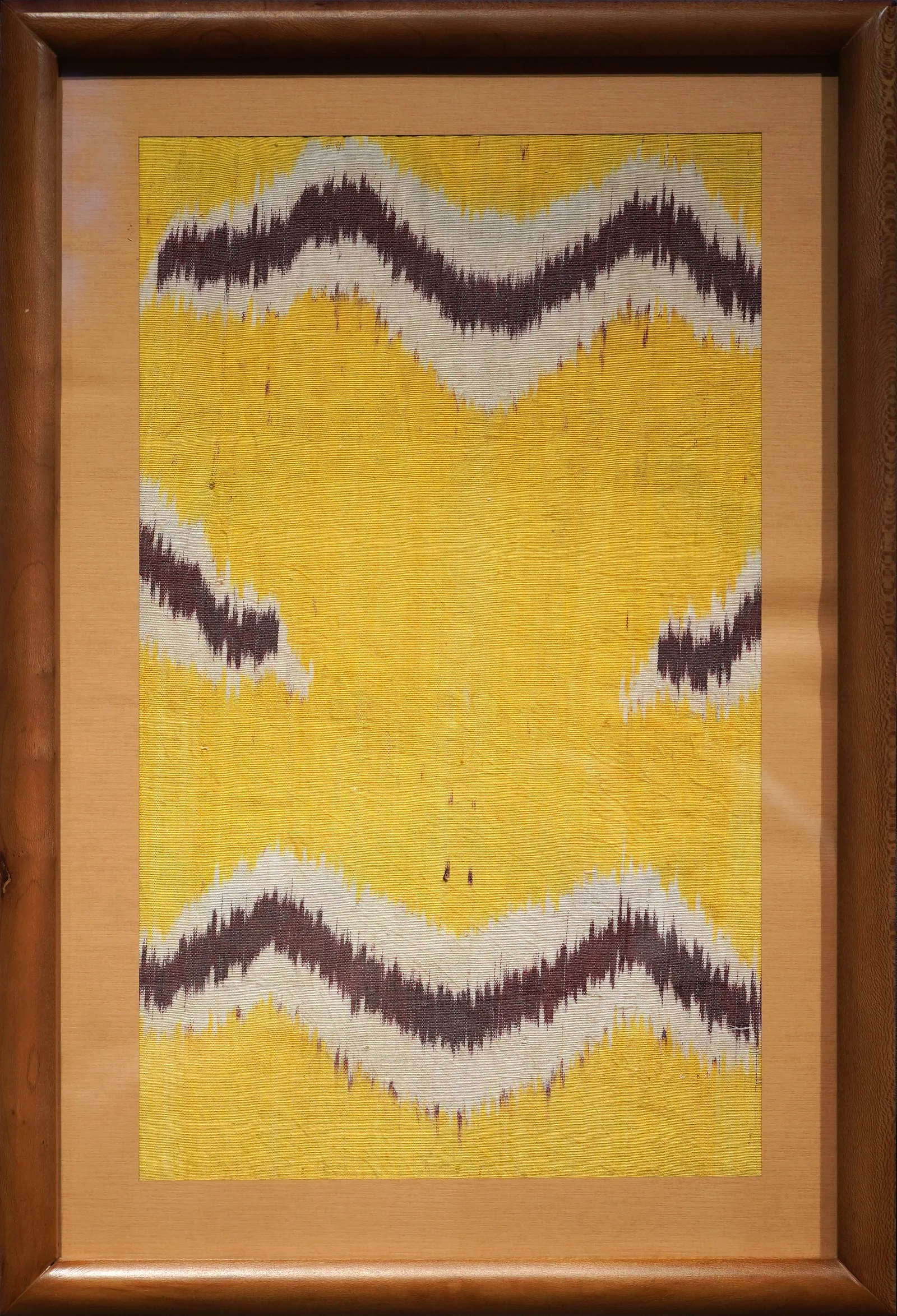 Resist-dyed ikat silk fabric